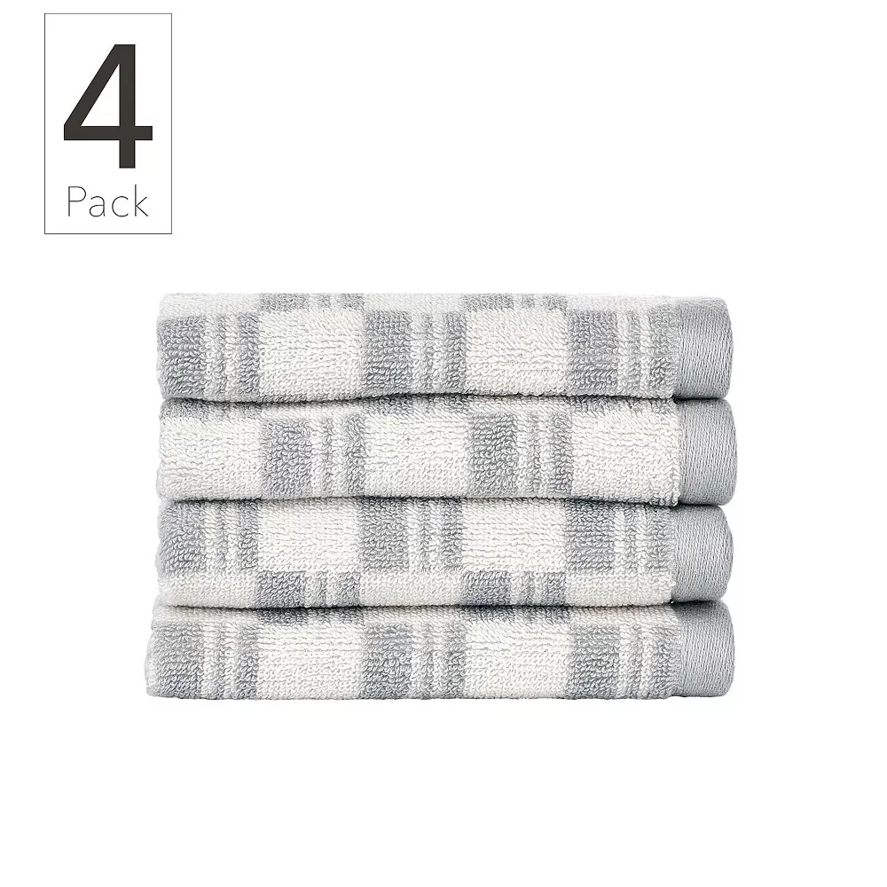 MDesign Nate Home By Nate Berkus Cotton Jacquard 4-Piece Washcloth Set 4 MDesign Nate Home By Nate Berkus Cotton Jacquard 4-Piece Washcloth Set - Image 2