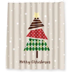 Juvale Merry Christmas Shower Curtain Set For Bathroom, 12 Hooks Included (70 X 71 Inches)