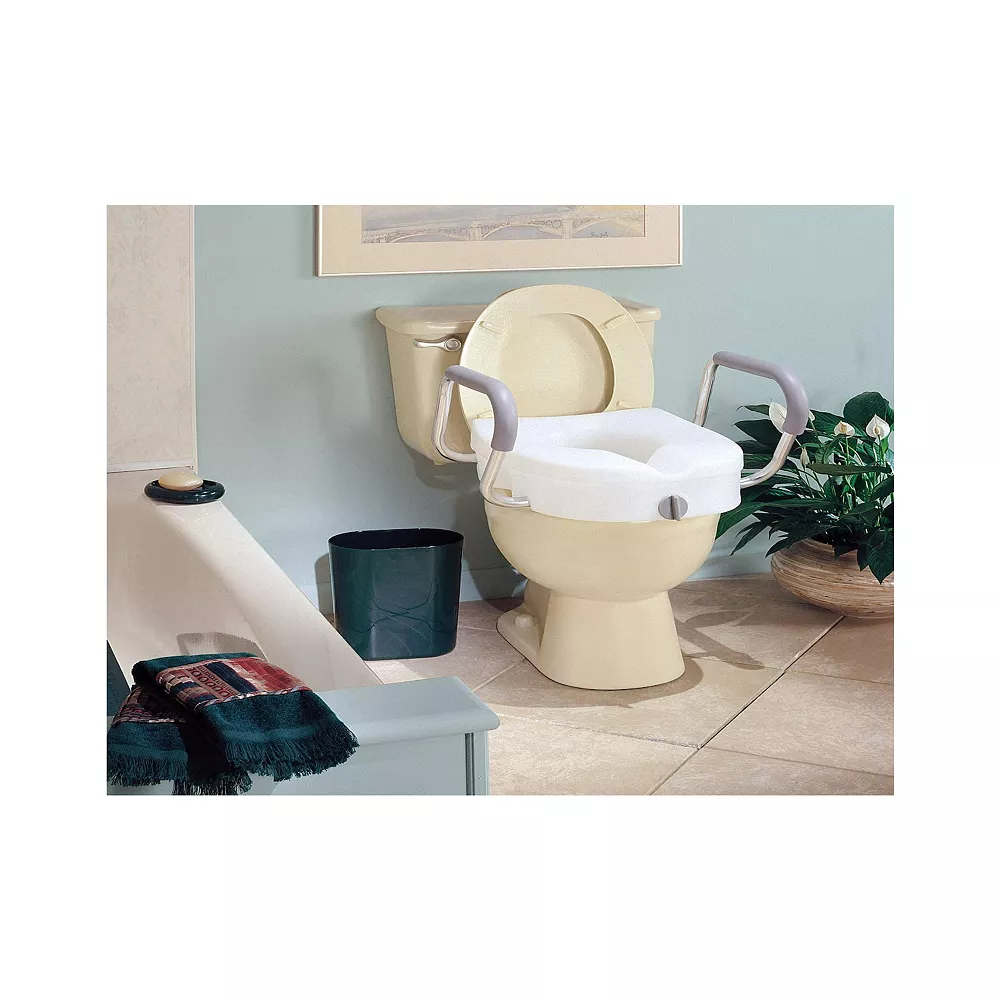 Carex E-Z Lock Raised Toilet Seat With Removable Or Adjustable Handles - 5 Inch Toilet Seat Riser With Arms - Fits Most Toilets 4 Carex E-Z Lock Raised Toilet Seat With Removable Or Adjustable Handles - 5 Inch Toilet Seat Riser With Arms - Fits Most Toilets - Image 2