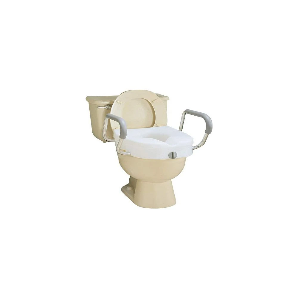 Carex E-Z Lock Raised Toilet Seat With Removable Or Adjustable Handles - 5 Inch Toilet Seat Riser With Arms - Fits Most Toilets 5 Carex E-Z Lock Raised Toilet Seat With Removable Or Adjustable Handles - 5 Inch Toilet Seat Riser With Arms - Fits Most Toilets - Image 3